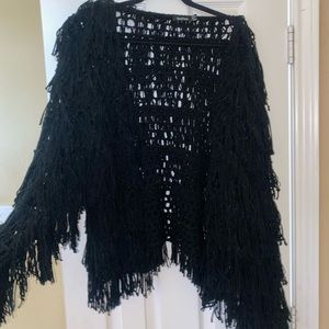 Shaggy knit cropped cardigan